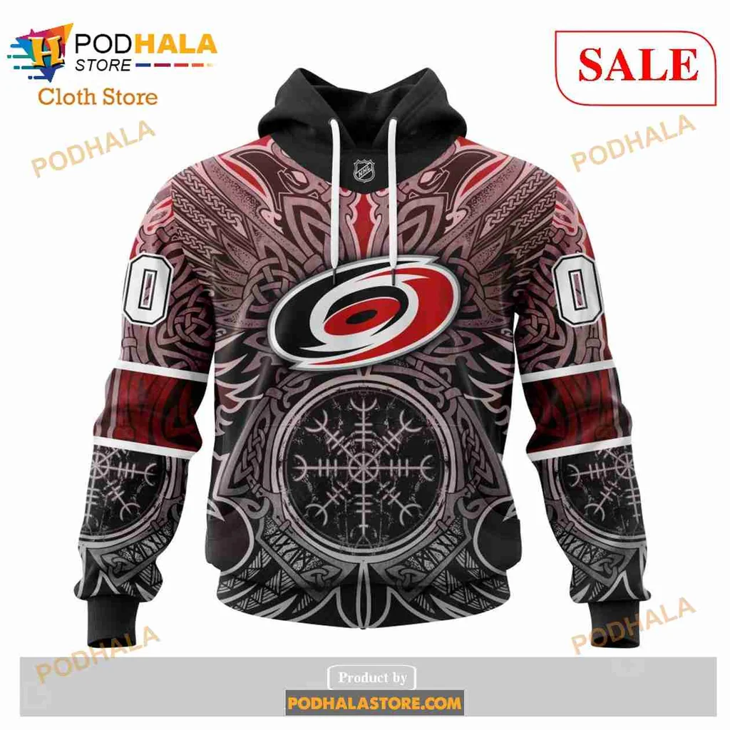 Vibrant Carolina Hurricanes Viking Symbols 3D Print Hoodie Featuring Bold Design Vibrant Carolina Hurricanes Viking Symbols 3D Print Hoodie Featuring Bold Design