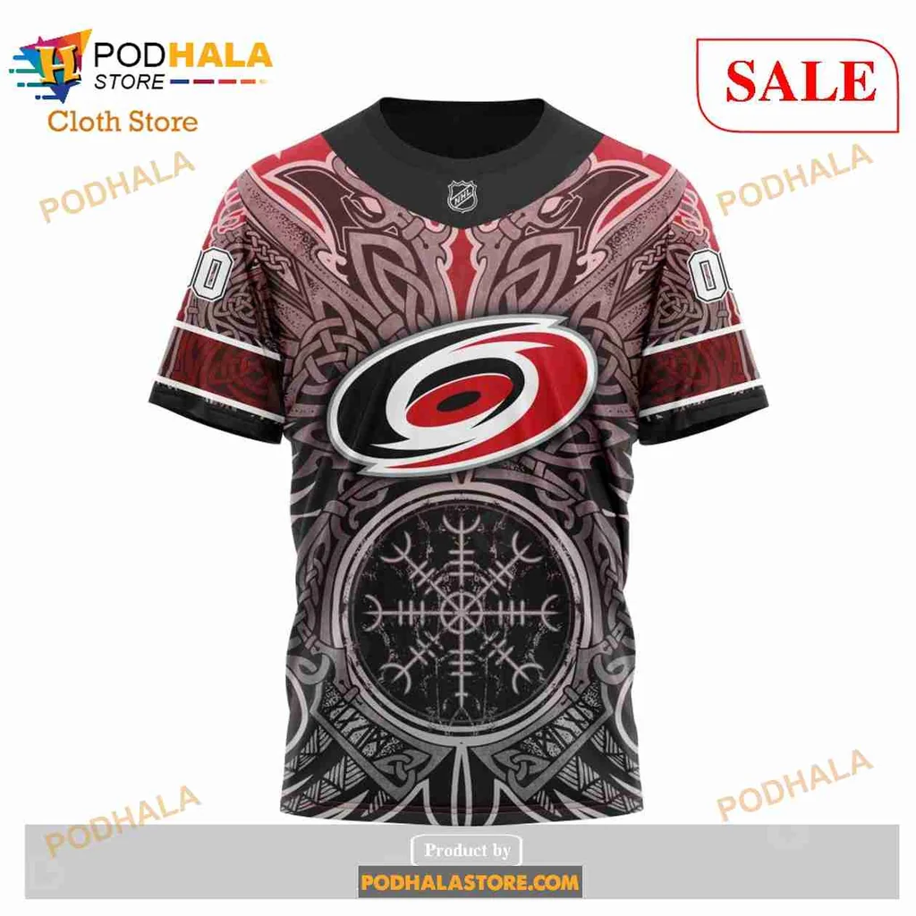 Vibrant Carolina Hurricanes Viking Symbols 3d Hoodie Featuring Bold Design - Product View 5 Vibrant Carolina Hurricanes Viking Symbols 3d Hoodie Featuring Bold Design - Product View 5