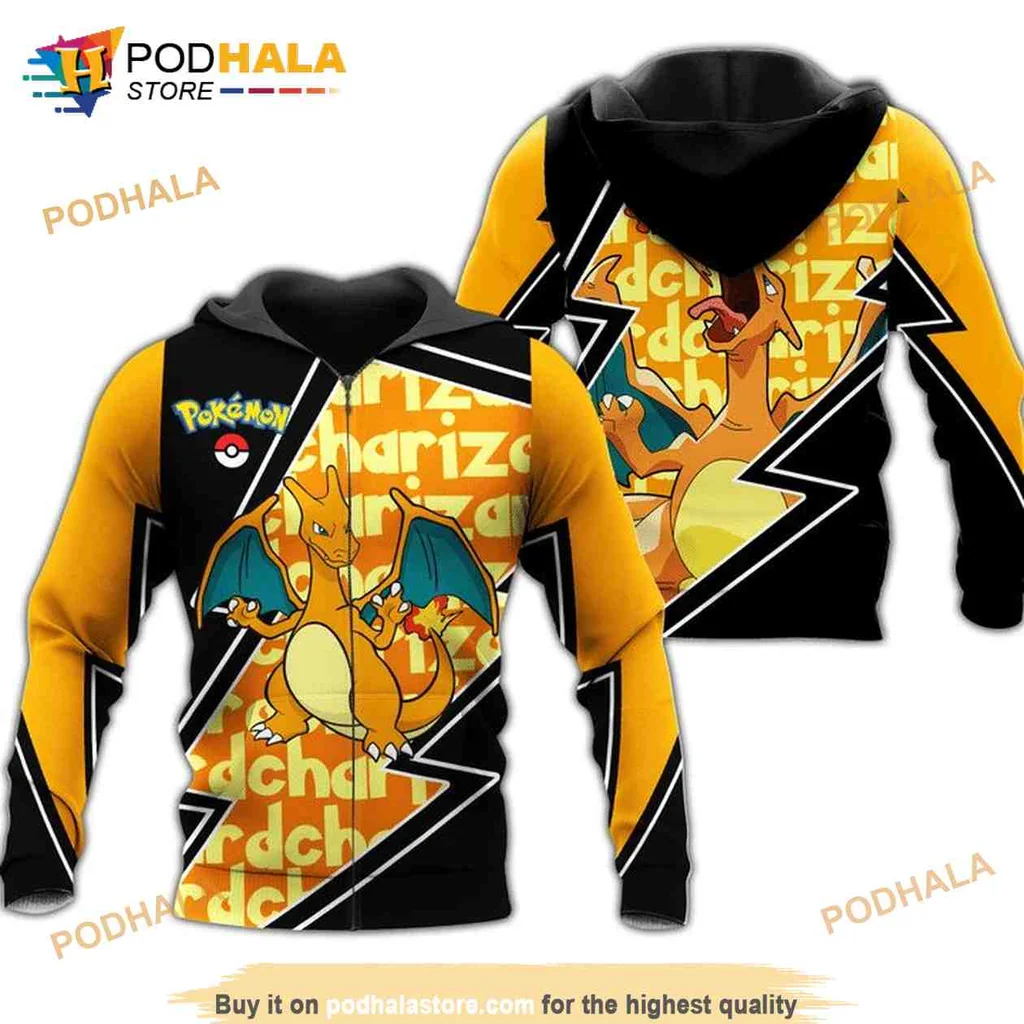 Vibrant Charizard Pokemon 3d Hoodie Featuring Dynamic Design And Bold Colors