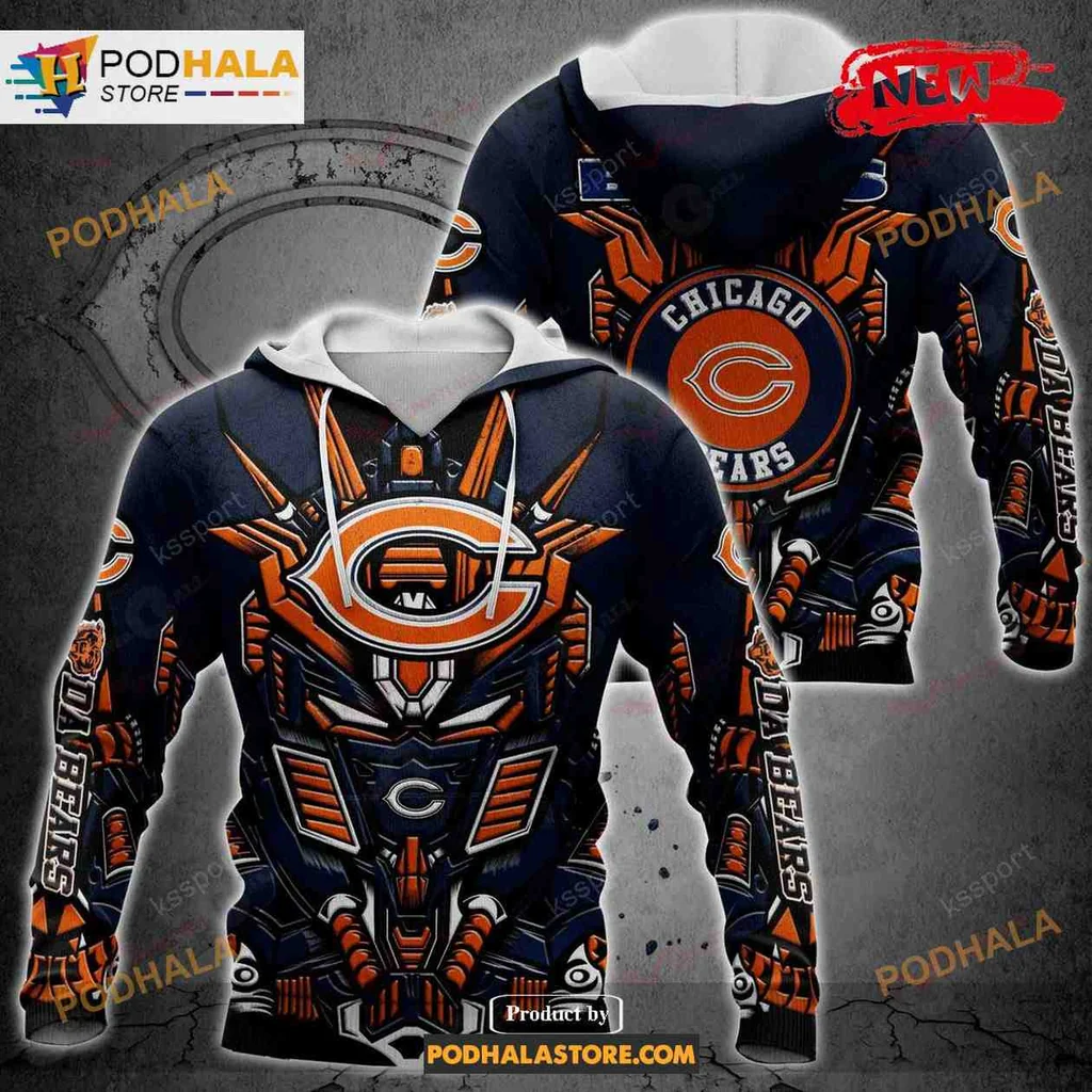 Vibrant Chicago Bears 3d Hoodie Featuring Iconic Team Colors And Logo