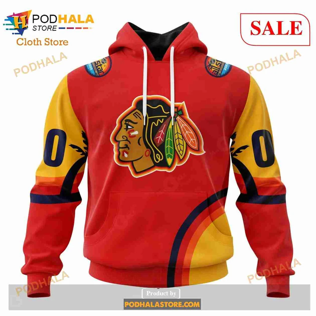 Vibrant Chicago Blackhawks 3d Hoodie With Bold Red And Yellow Design