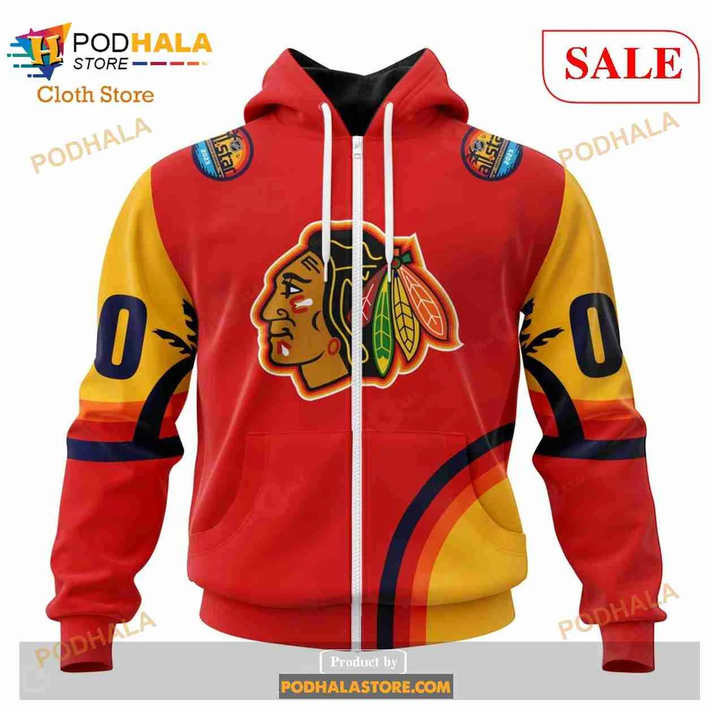 Vibrant Chicago Blackhawks All Over Print Hoodie With Bold Red And Yellow Design Vibrant Chicago Blackhawks All Over Print Hoodie With Bold Red And Yellow Design