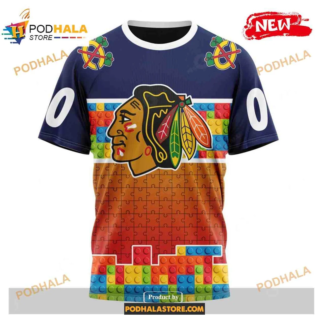Vibrant Chicago Blackhawks Puzzle AOP Hoodie With Gradient Color Design Vibrant Chicago Blackhawks Puzzle AOP Hoodie With Gradient Color Design