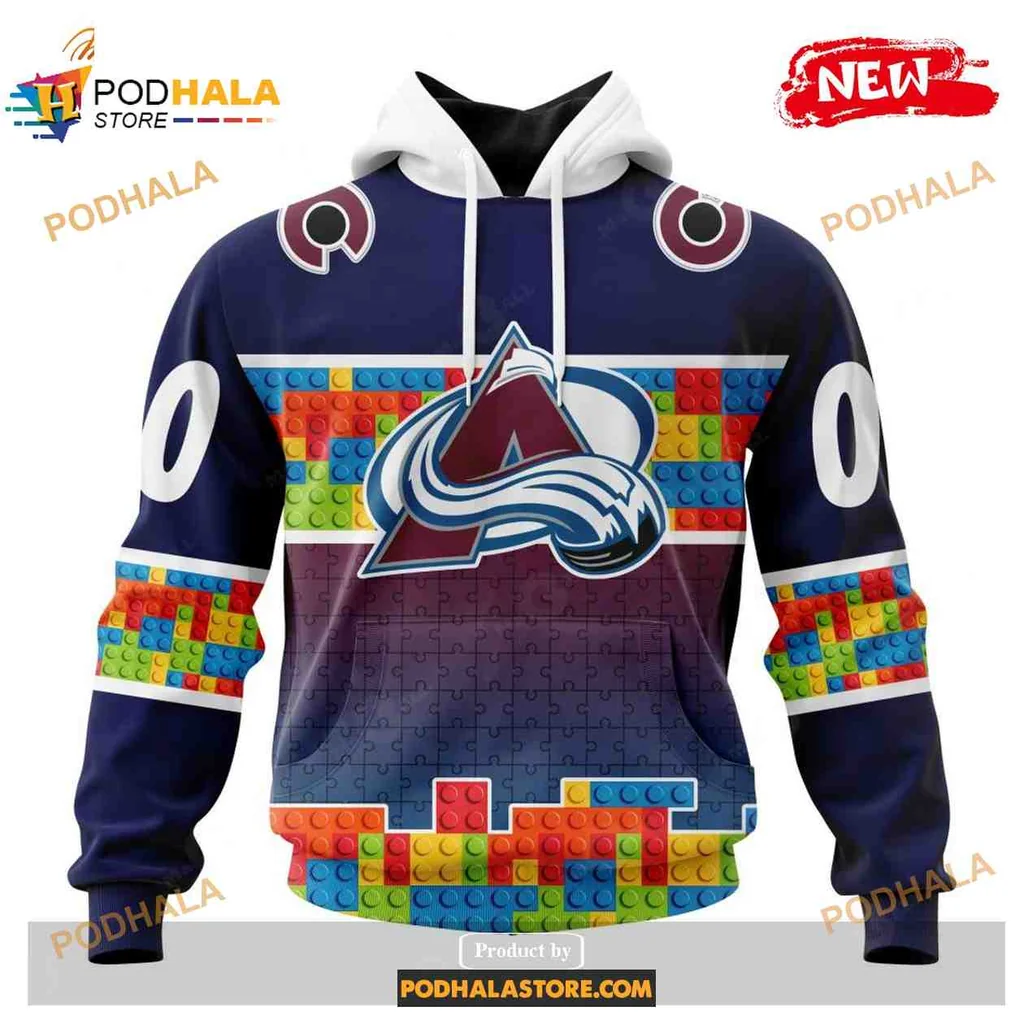 Vibrant Colorado Avalanche 3d Hoodie With Gradient Logo And Colorful Blocks