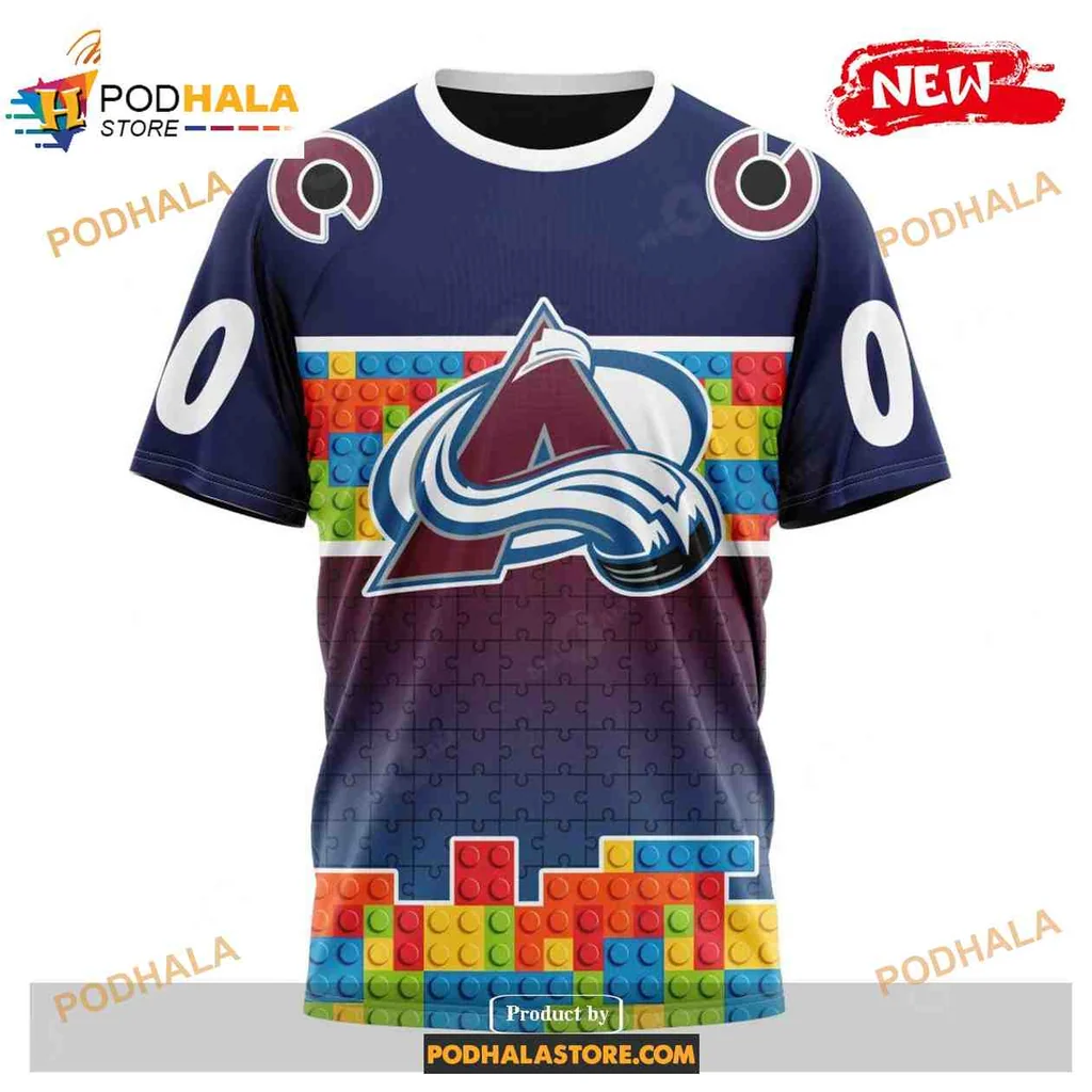 Vibrant Colorado Avalanche AOP Hoodie With Gradient Logo And Colorful Blocks Vibrant Colorado Avalanche AOP Hoodie With Gradient Logo And Colorful Blocks