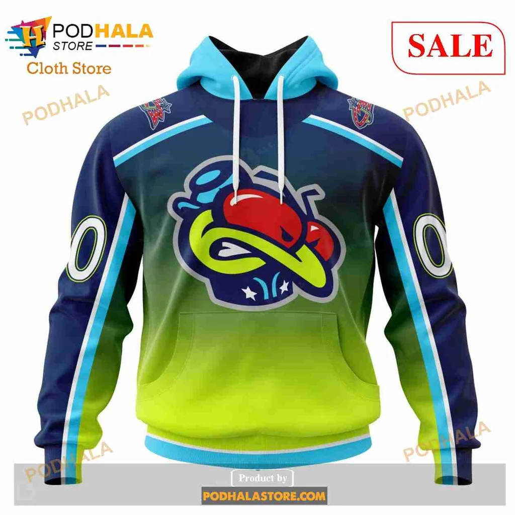 Vibrant Columbus Blue Jackets Hoodie With Cartoon Bird Gradient Design