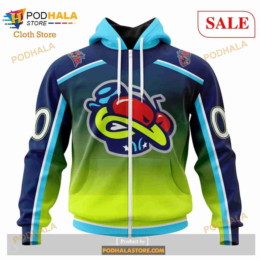 Vibrant Columbus Blue Jackets Hoodie With Cartoon Bird Gradient Design - View 1 Vibrant Columbus Blue Jackets Hoodie With Cartoon Bird Gradient Design - View 1