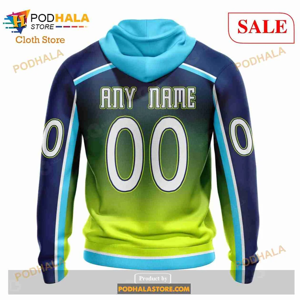Vibrant Columbus Blue Jackets Hoodie With Cartoon Bird Gradient Design - View 2 Vibrant Columbus Blue Jackets Hoodie With Cartoon Bird Gradient Design - View 2