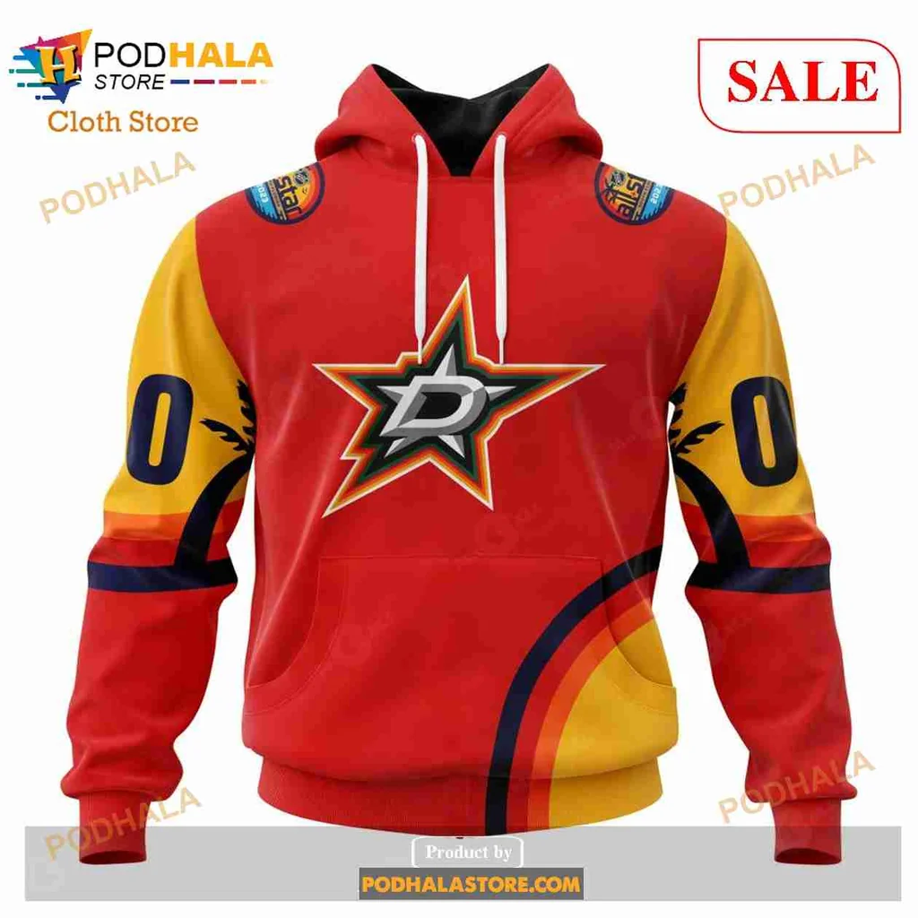 Vibrant Dallas Stars 3d Hoodie With Bold Red And Yellow Star Design