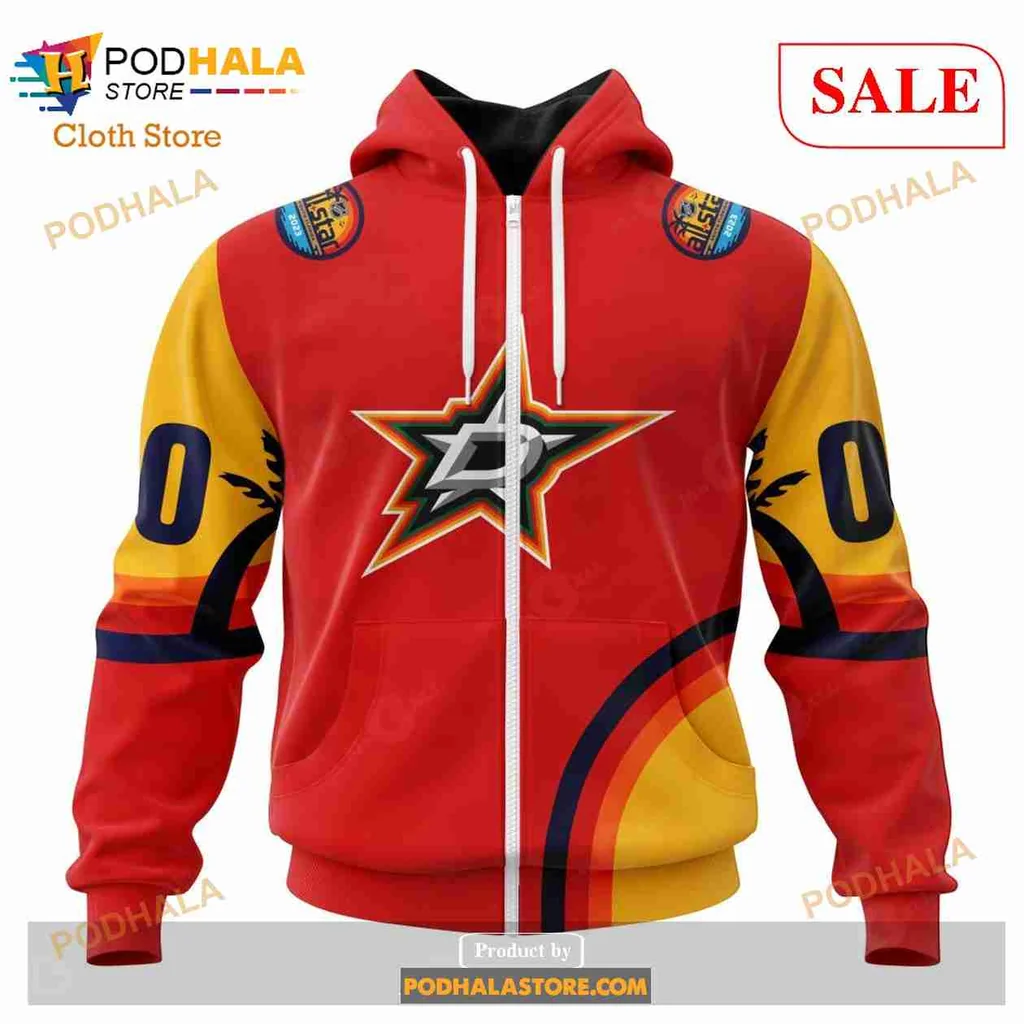 Vibrant Dallas Stars All Over Print Hoodie With Bold Red And Yellow Star Design Vibrant Dallas Stars All Over Print Hoodie With Bold Red And Yellow Star Design
