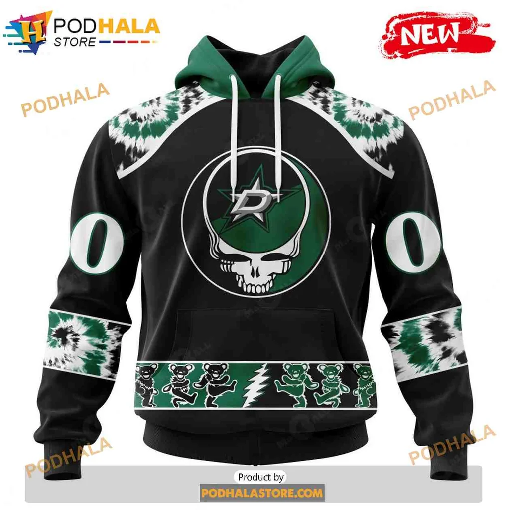 Vibrant Dallas Stars Grateful Dead 3d Hoodie With Dancing Bears Design