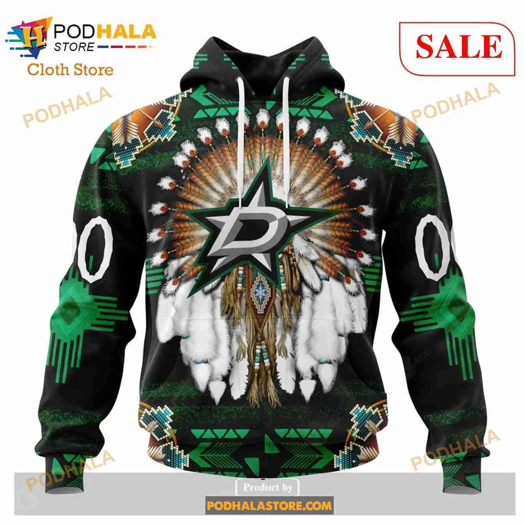 Vibrant Dallas Stars Native Headdress 3d Hoodie With Intricate Design