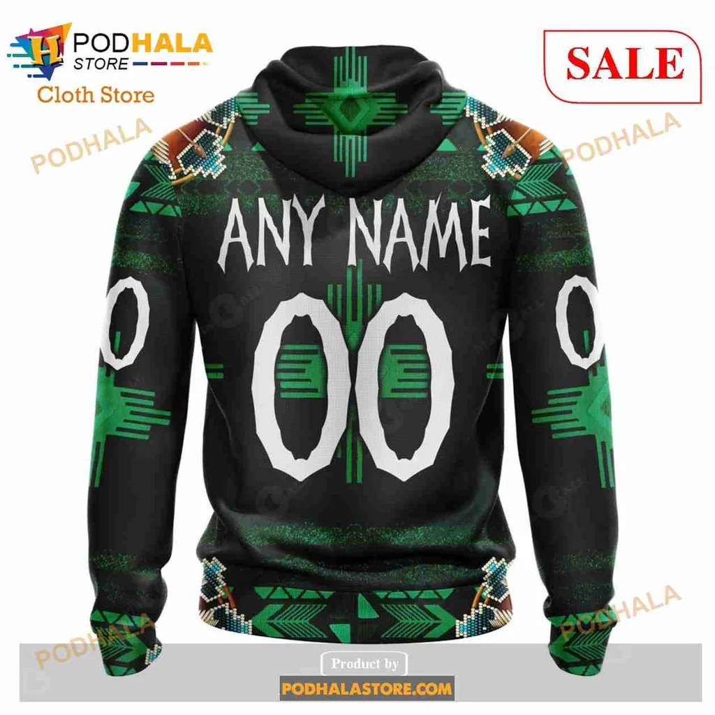 Vibrant Dallas Stars Native Headdress AOP Hoodie With Intricate Design Vibrant Dallas Stars Native Headdress AOP Hoodie With Intricate Design