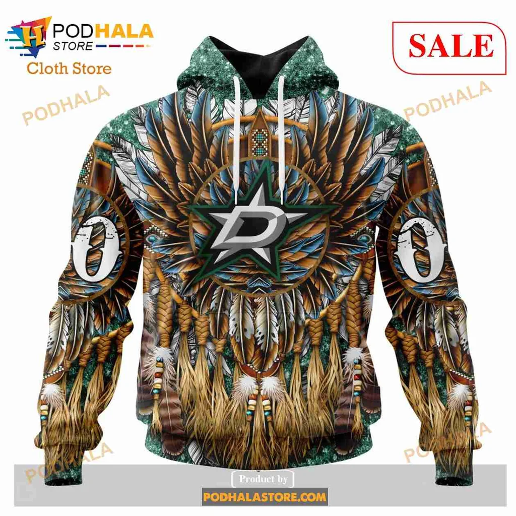 Vibrant Dallas Stars Tribal 3d Hoodie With Cultural Design And Logo