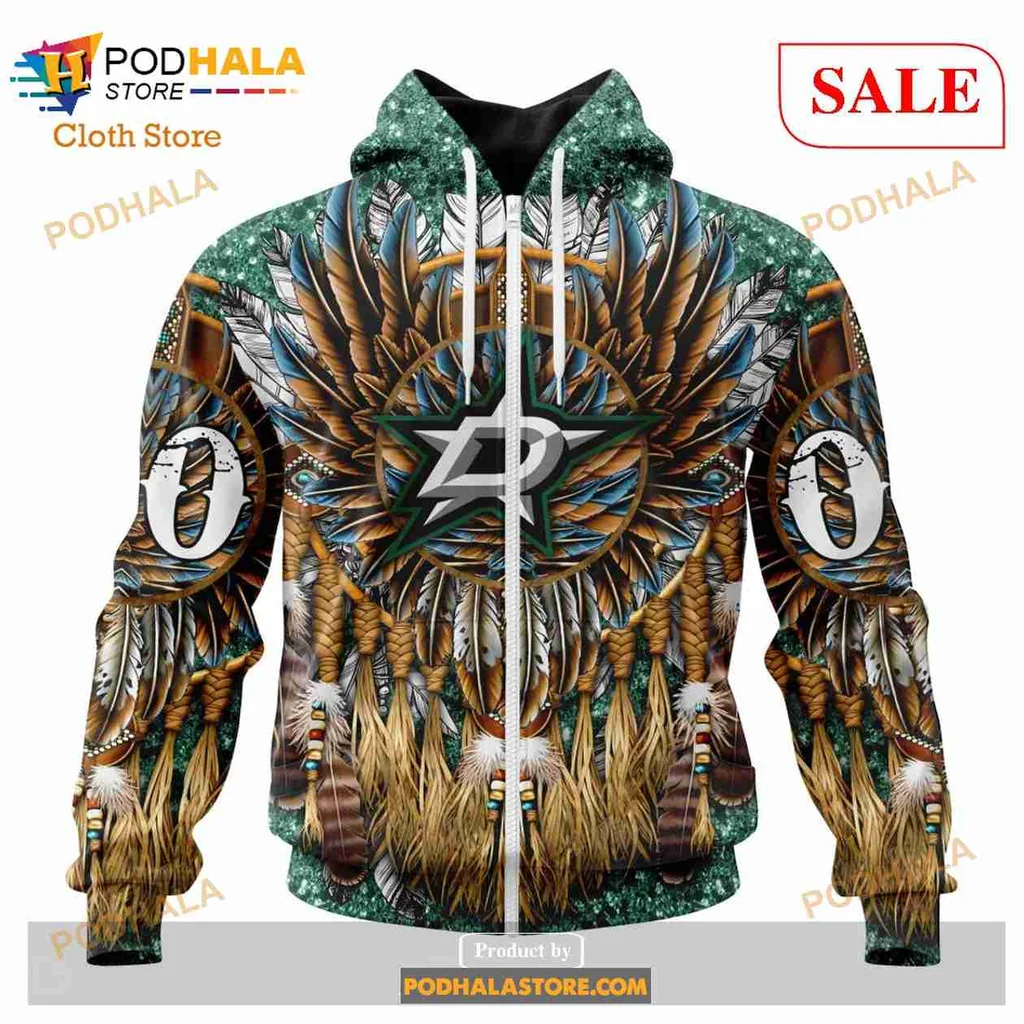 Vibrant Dallas Stars Tribal All Over Print Hoodie With Cultural Design And Logo Vibrant Dallas Stars Tribal All Over Print Hoodie With Cultural Design And Logo