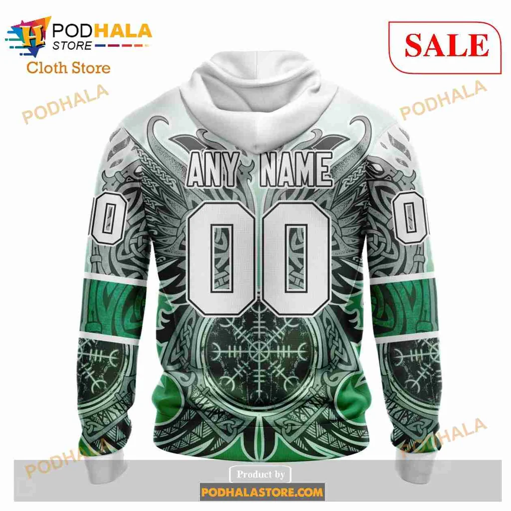 Vibrant Dallas Stars Viking Symbols AOP Hoodie With Intricate Design Vibrant Dallas Stars Viking Symbols AOP Hoodie With Intricate Design