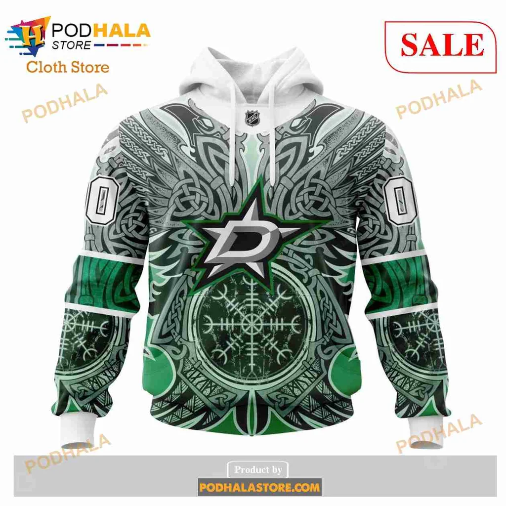 Vibrant Dallas Stars Viking Symbols 3D Print Hoodie With Intricate Design Vibrant Dallas Stars Viking Symbols 3D Print Hoodie With Intricate Design