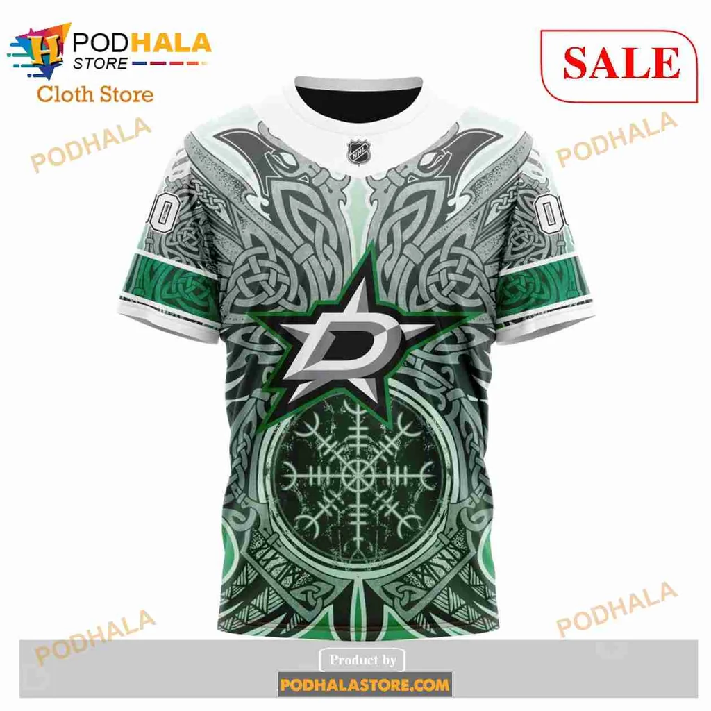 Vibrant Dallas Stars Viking Symbols 3d Hoodie With Intricate Design - Product View 5 Vibrant Dallas Stars Viking Symbols 3d Hoodie With Intricate Design - Product View 5