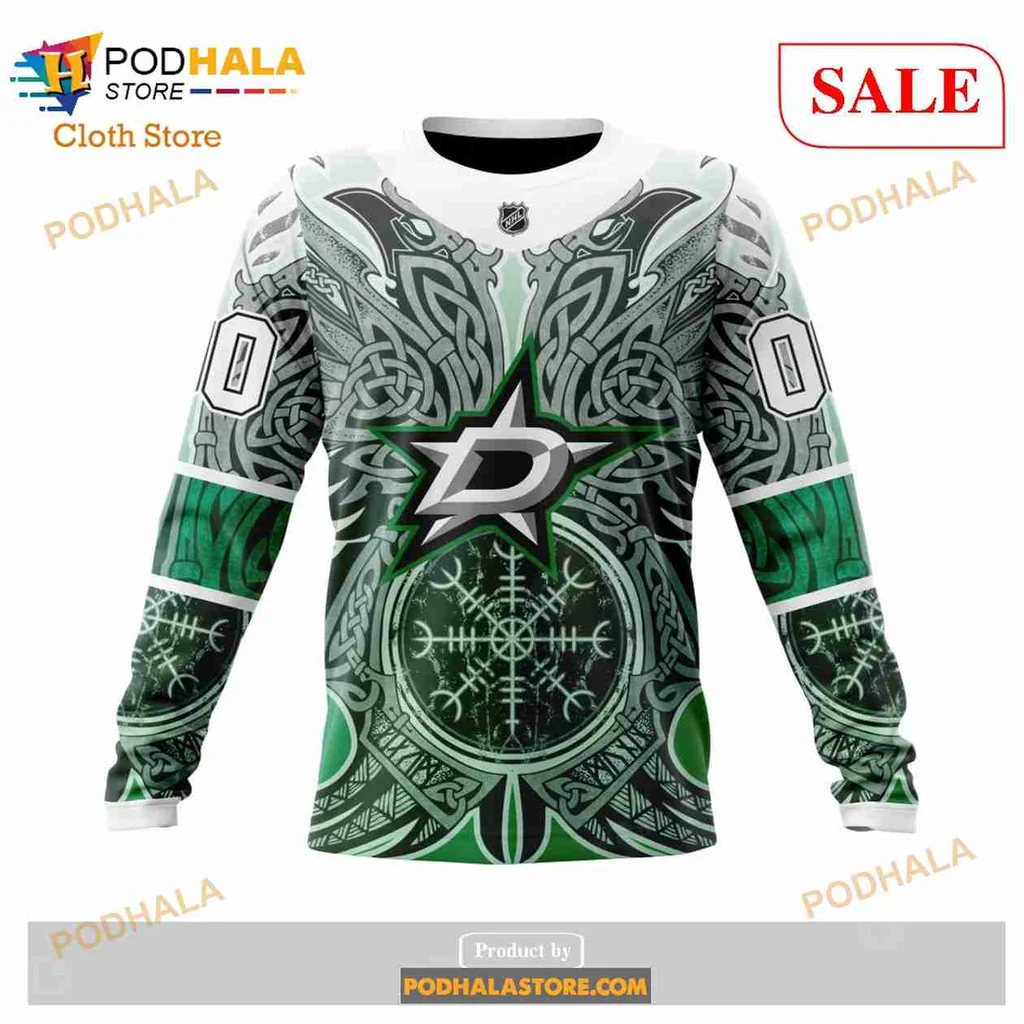 Vibrant Dallas Stars Viking Symbols 3d Hoodie With Intricate Design - Product View 6 Vibrant Dallas Stars Viking Symbols 3d Hoodie With Intricate Design - Product View 6