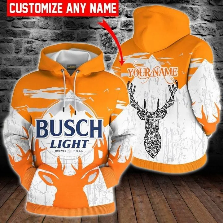 Vibrant Deer Head Busch Light 3d Hoodie With Outdoor Nature Design