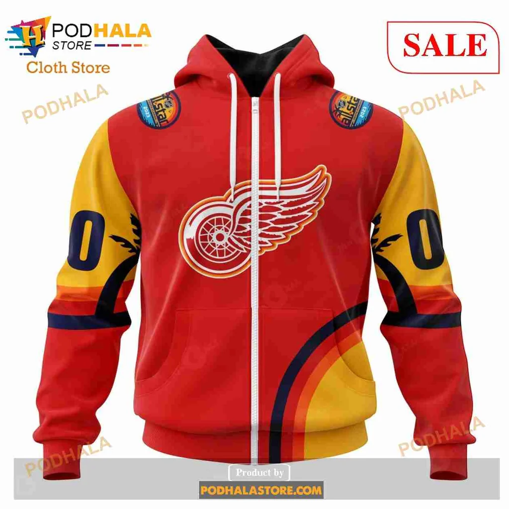 Vibrant Detroit Red Wings All Over Print Hoodie With Bold Logo And Sporty Stripes Vibrant Detroit Red Wings All Over Print Hoodie With Bold Logo And Sporty Stripes