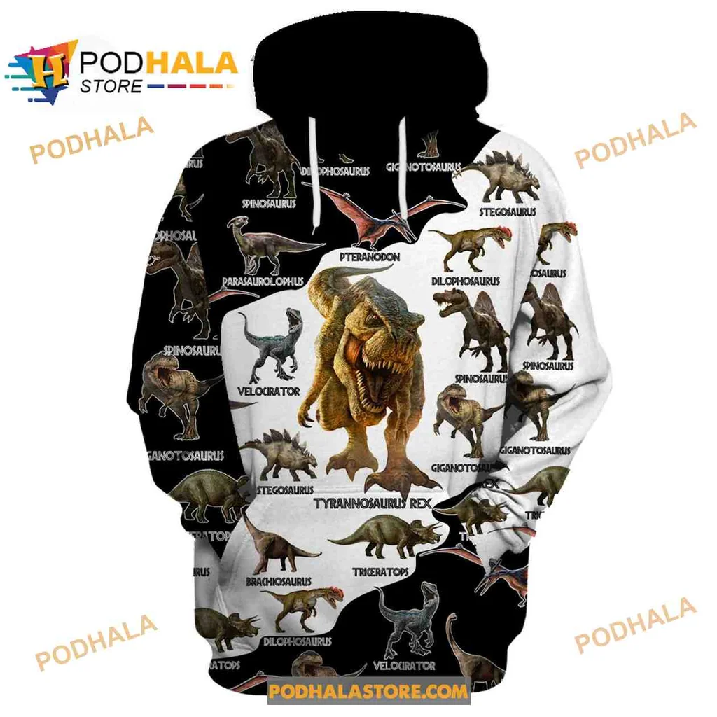 Vibrant Dinosaur 3d Hoodie Featuring Tyrannosaurus Rex Design