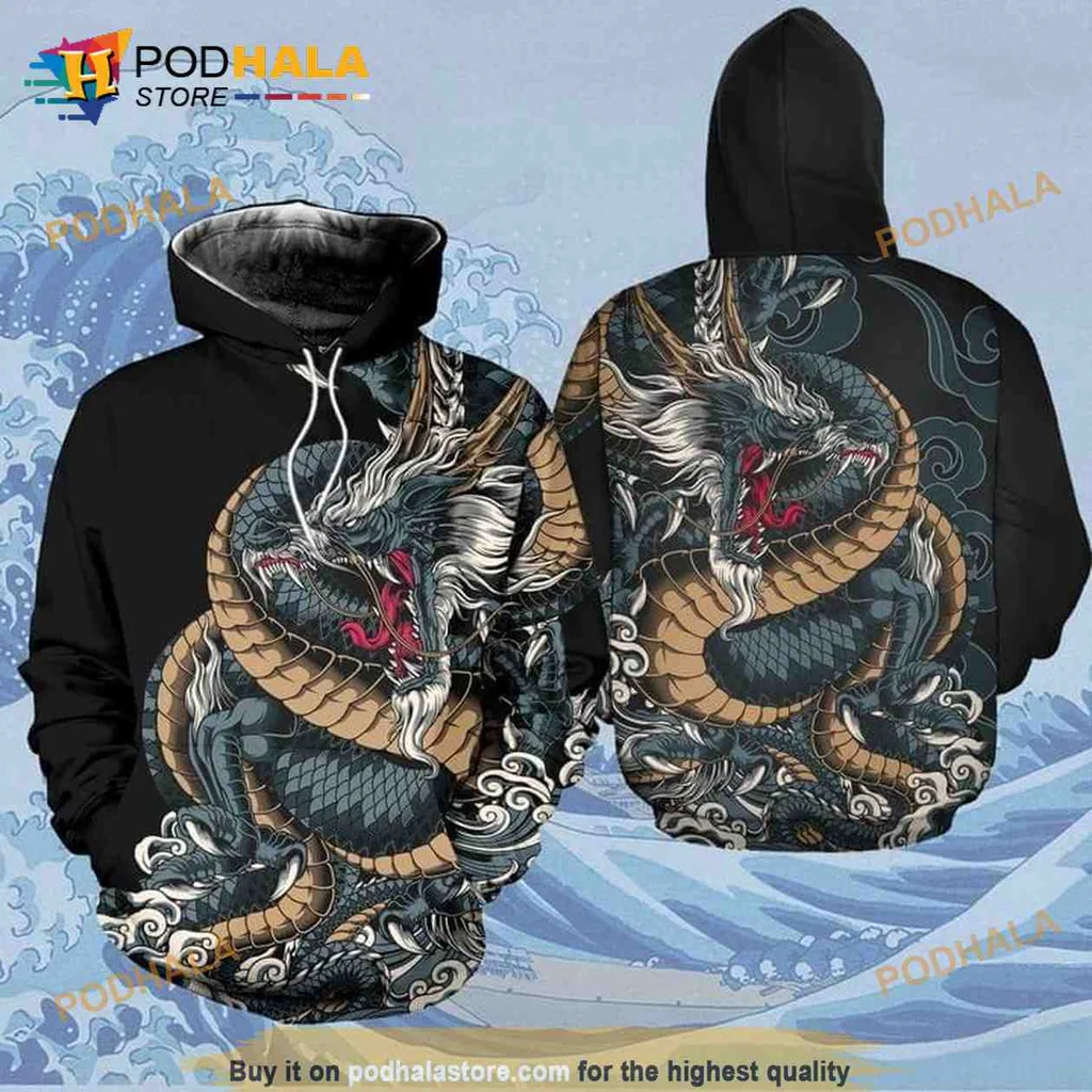 Vibrant Dragon 3d Hoodie With Intricate Scales And Dramatic Design