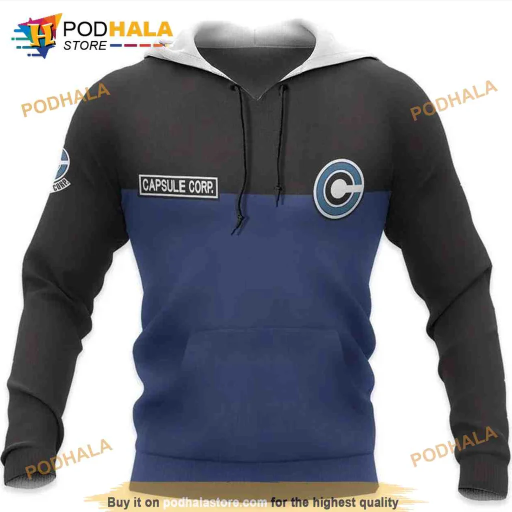 Vibrant Dragon Ball Capsule Corp 3d Hoodie With Bold Logo Design
