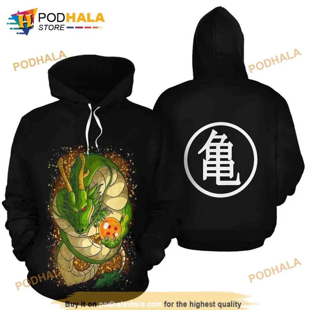 Vibrant Dragon Ball Shenron 3d Hoodie Featuring Colorful Dragon And Dragon Ball Design