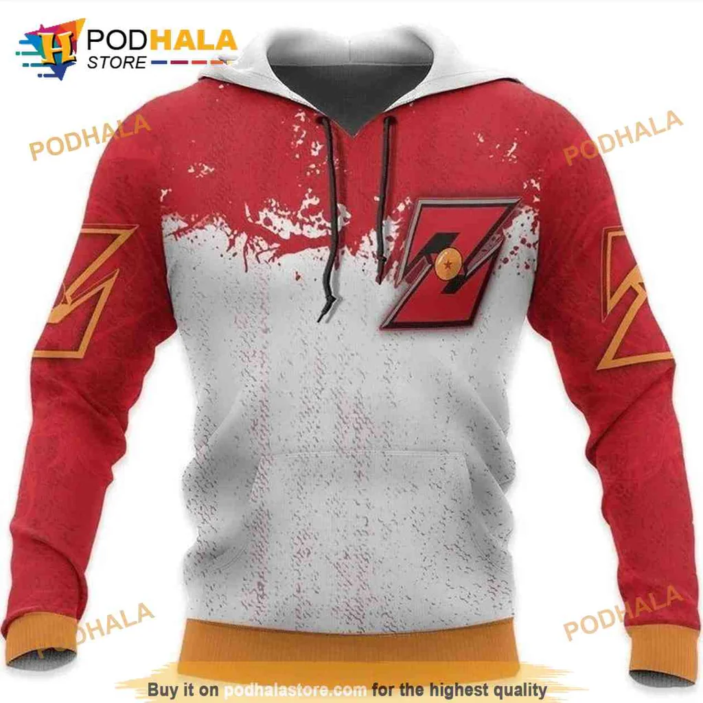 Vibrant Dragon Ball Shenron 3d Hoodie With Bold Red And White Design