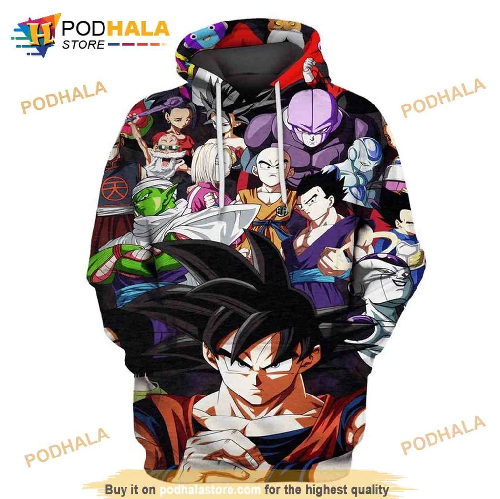 Vibrant Dragon Ball Super 3d Hoodie Featuring Goku And Friends