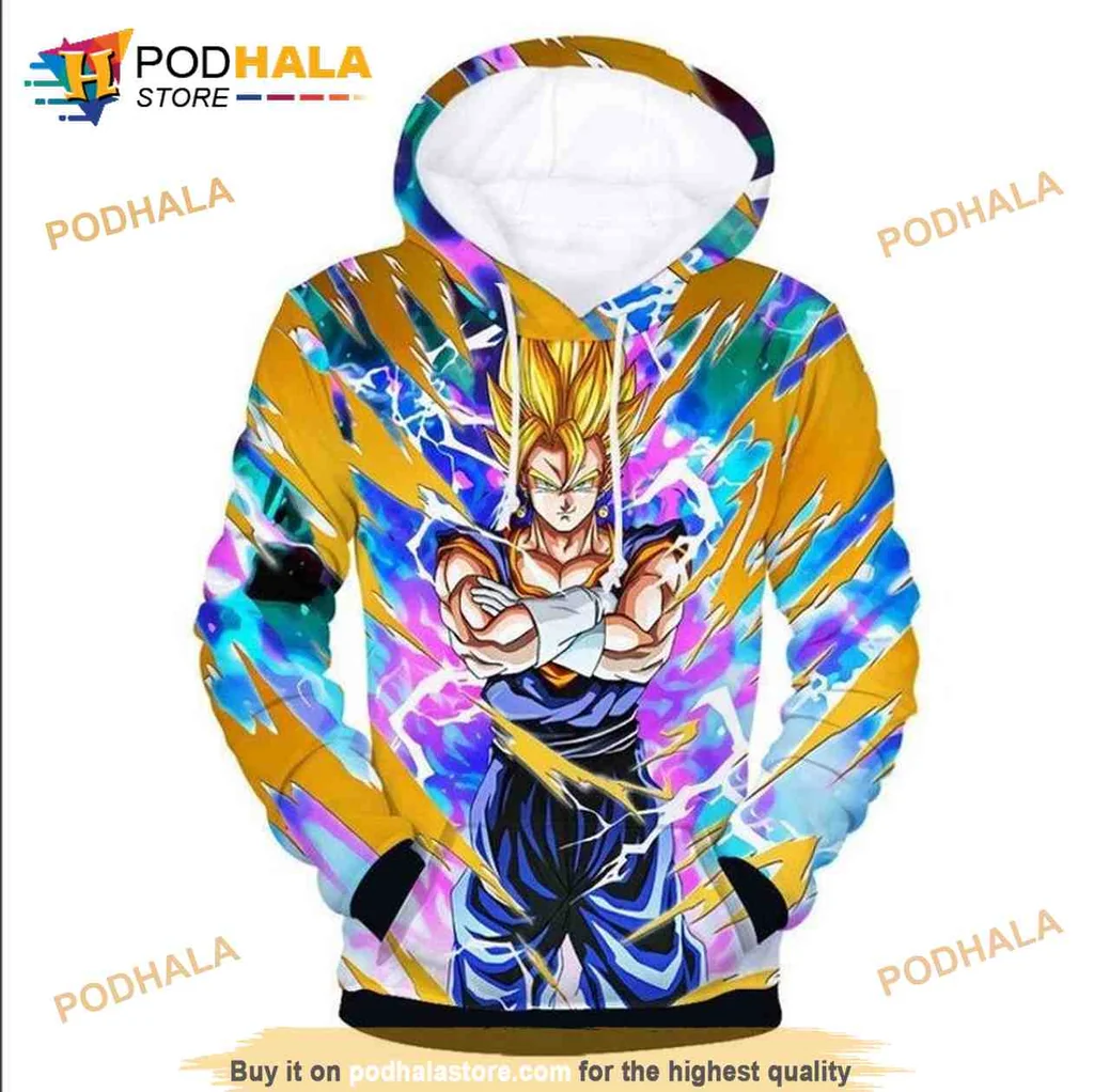Vibrant Dragon Ball Super 3d Hoodie With Energetic Character Design