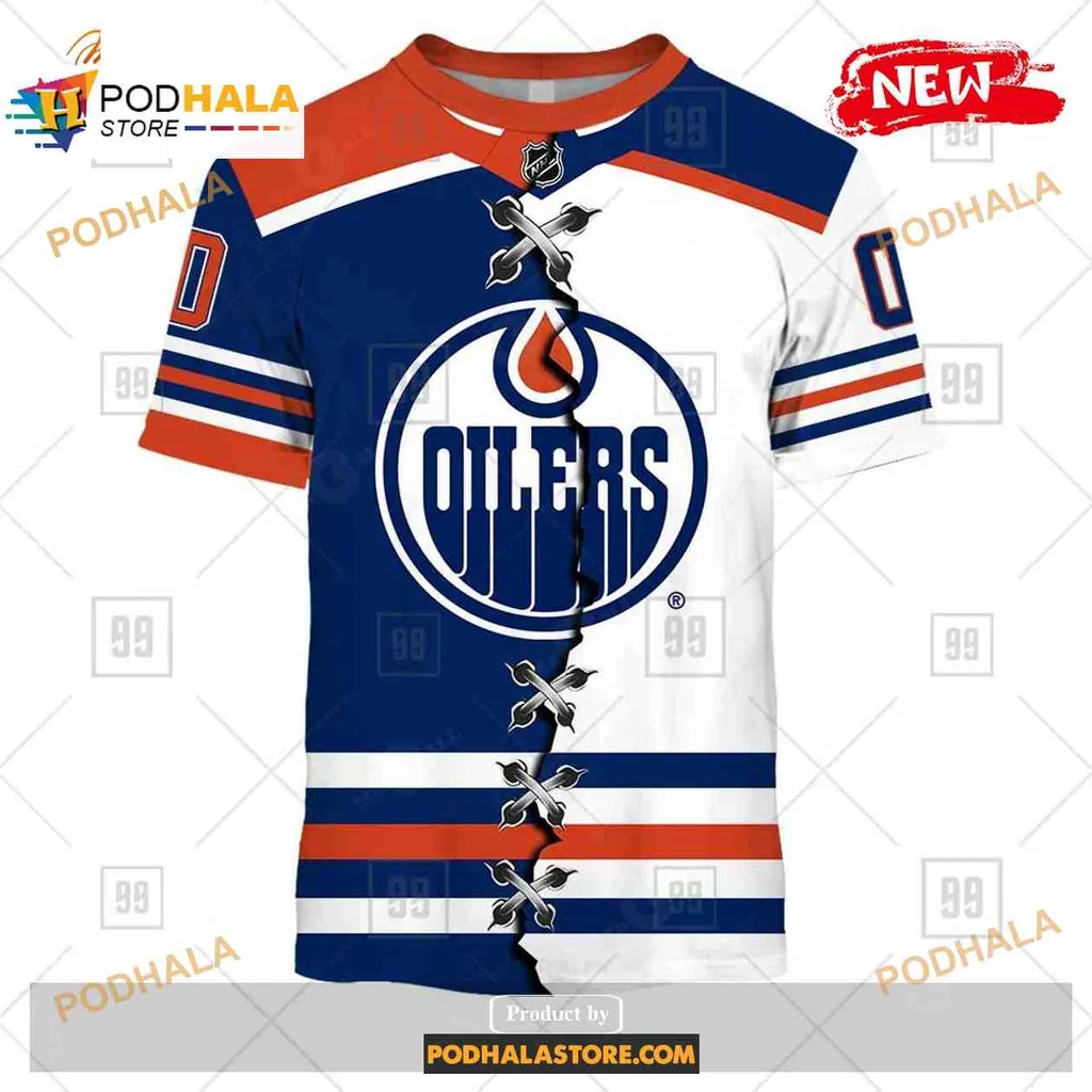 Vibrant Edmonton Oilers All Over Print Hoodie With Blue And White Color Scheme Vibrant Edmonton Oilers All Over Print Hoodie With Blue And White Color Scheme