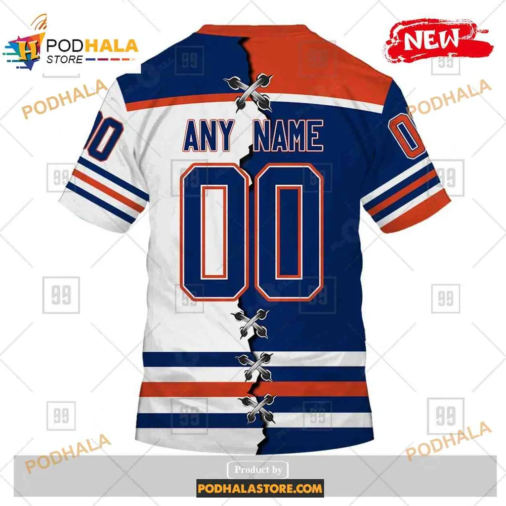 Vibrant Edmonton Oilers 3D Print Hoodie With Blue And White Color Scheme Vibrant Edmonton Oilers 3D Print Hoodie With Blue And White Color Scheme