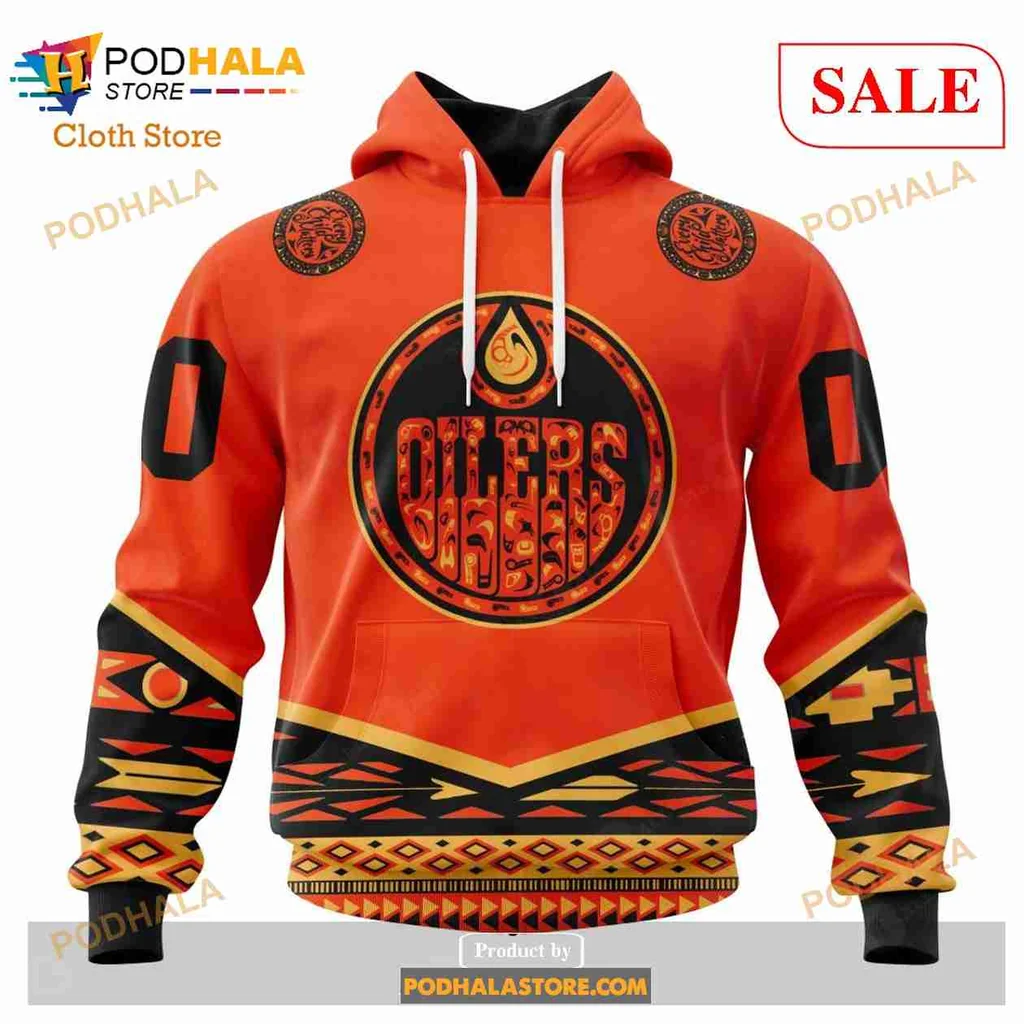 Vibrant Edmonton Oilers Indigenous Art Hoodie With Unique Design