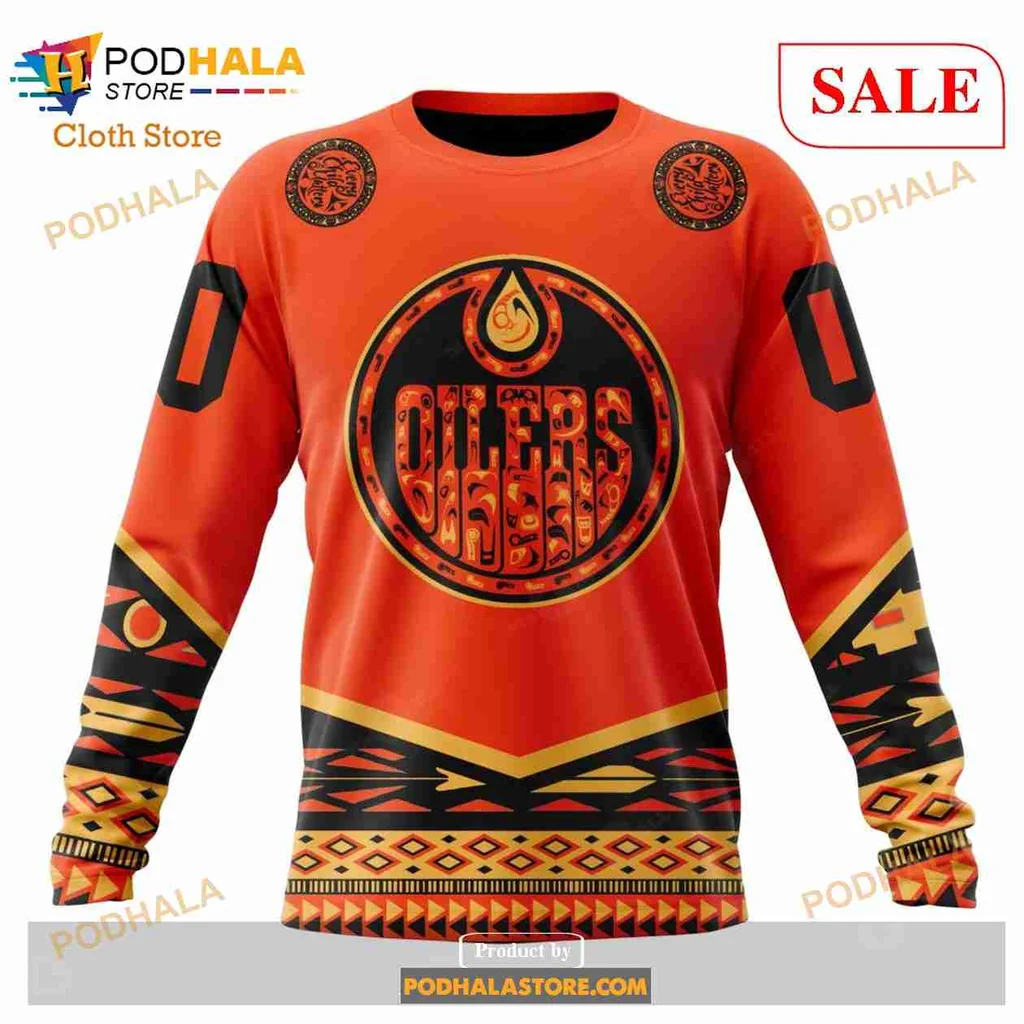 Vibrant Edmonton Oilers Indigenous Art Hoodie With Unique Design - View 3 Vibrant Edmonton Oilers Indigenous Art Hoodie With Unique Design - View 3