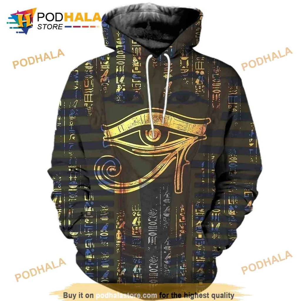 Vibrant Eye Of Horus 3d Hoodie Featuring Ancient Egyptian Symbols
