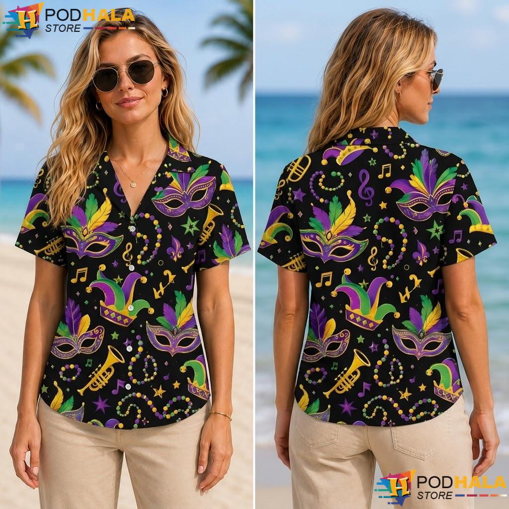 Vibrant Festival Mask Aloha Shirt Playful Mens Short Sleeve Top Vibrant Festival Mask Aloha Shirt Playful Mens Short Sleeve Top