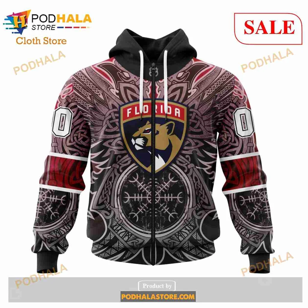 Vibrant Florida Panthers Viking Hoodie Featuring Bold Team Logo And Symbols