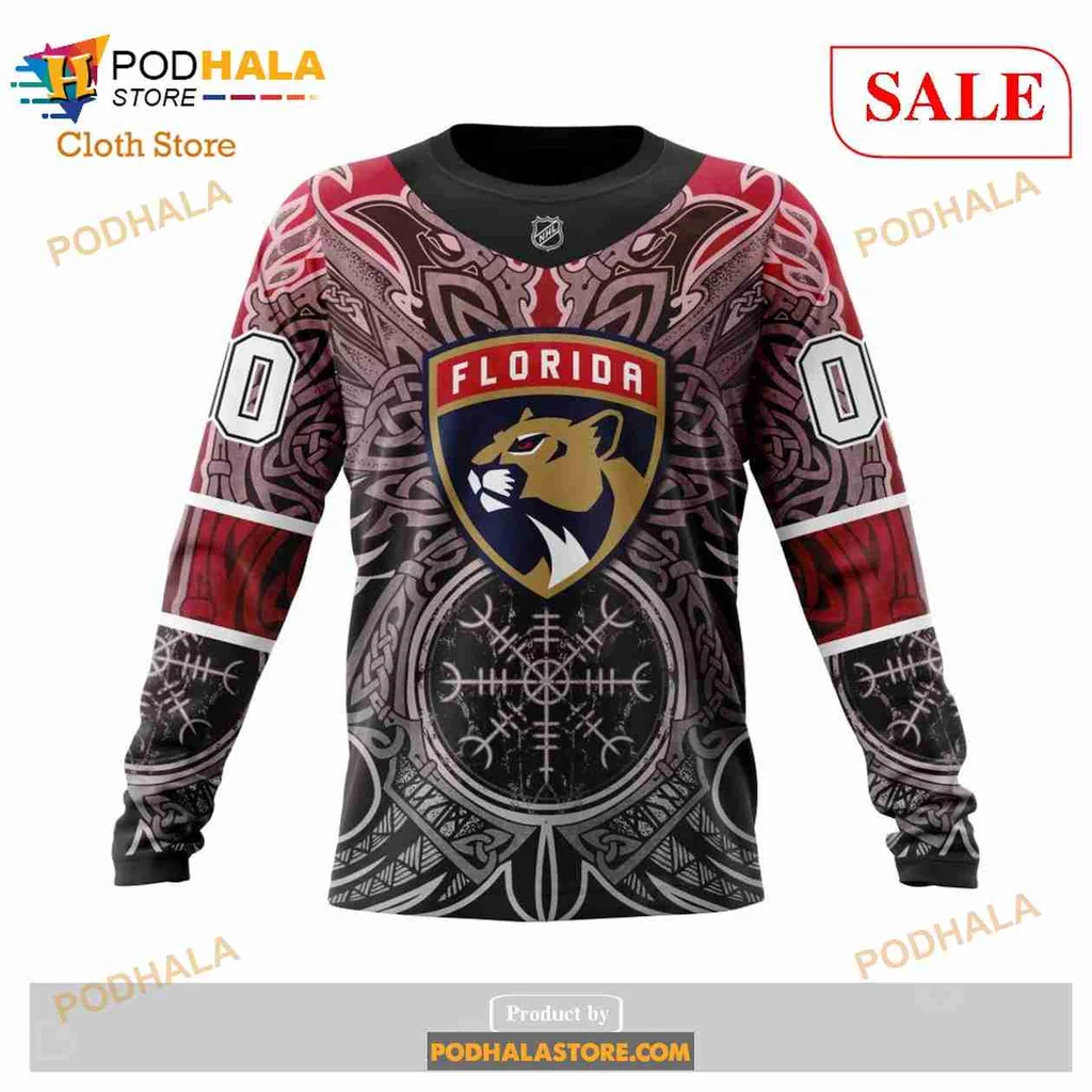 Vibrant Florida Panthers Viking Hoodie Featuring Bold Team Logo And Symbols - Product View 6 Vibrant Florida Panthers Viking Hoodie Featuring Bold Team Logo And Symbols - Product View 6