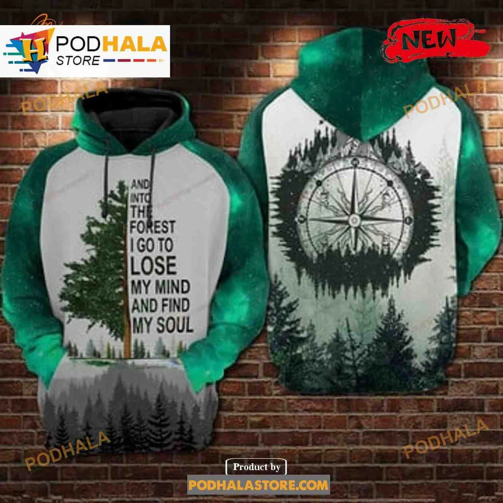Vibrant Forest Compass 3d Hoodie With Nature Inspired Design