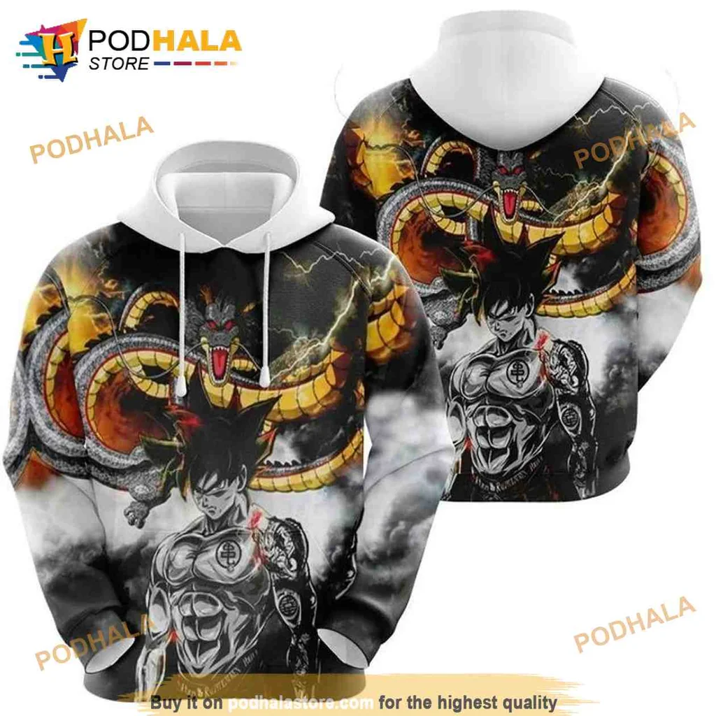 Vibrant Goku Dragon Ball Z 3d Hoodie Featuring Dynamic Pose And Fierce Expression