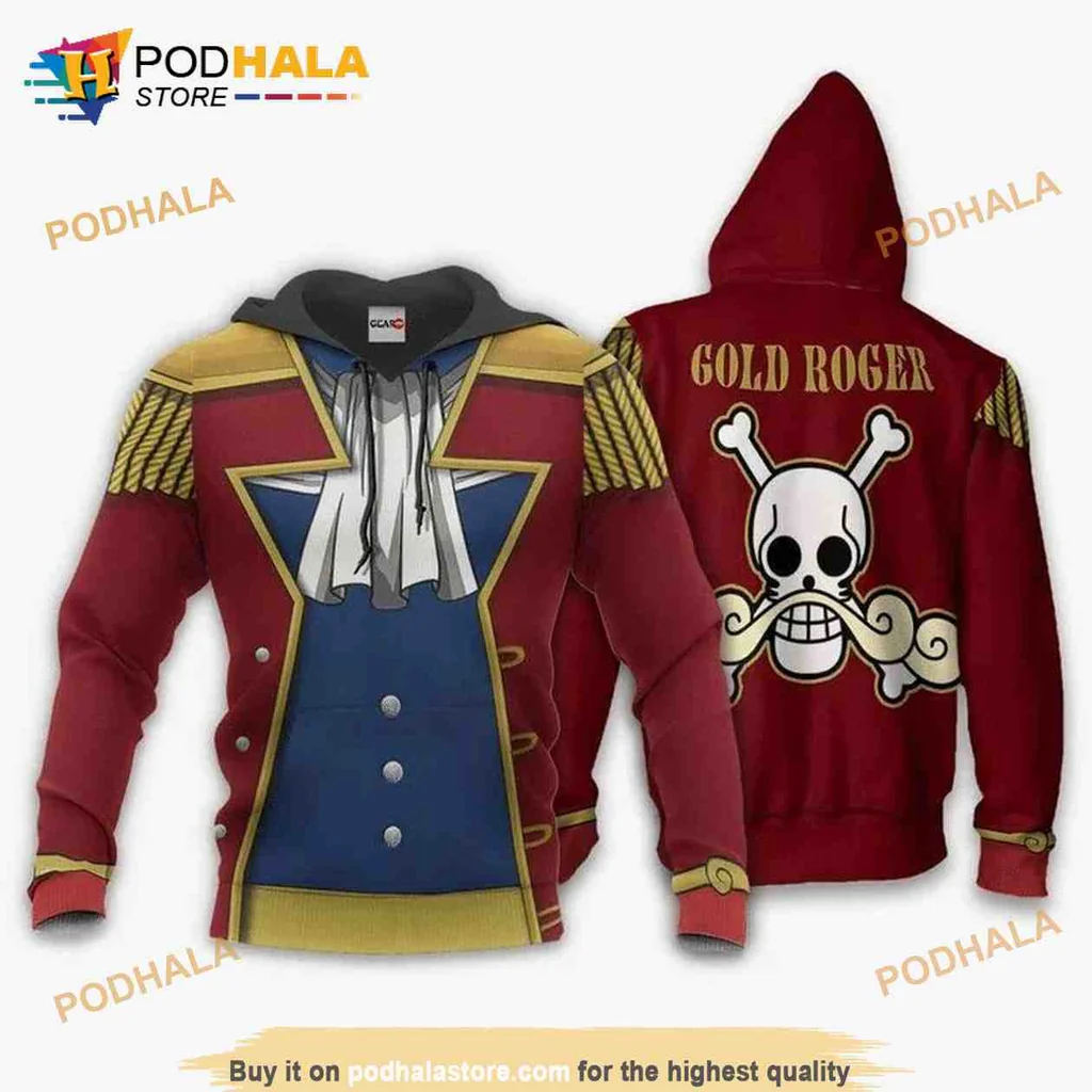 Vibrant Gol D Roger Pirate 3d Hoodie With Naval Uniform Design