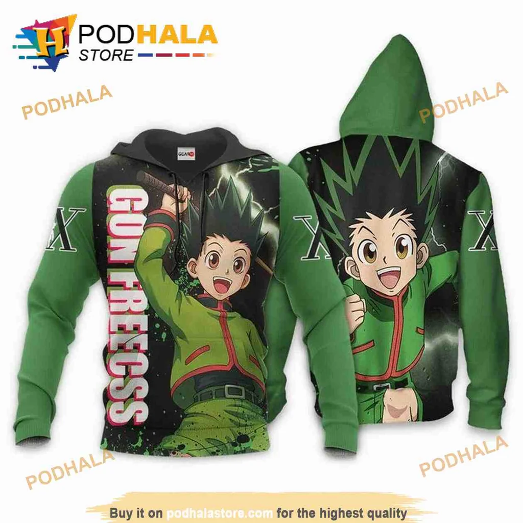 Vibrant Gon Freecss 3d Hoodie Featuring Energetic Character Design