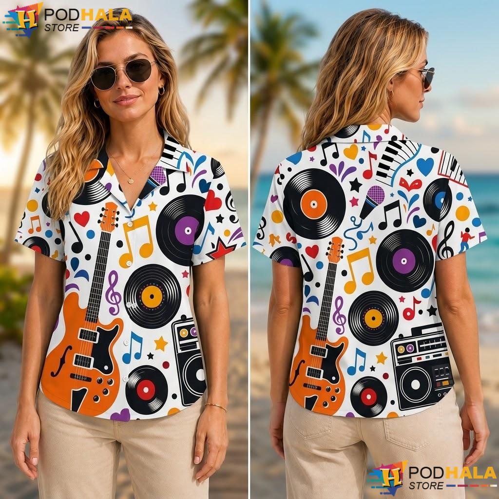 Vibrant Graphic Music Lover Aloha Shirt Vintage Casual Summer Top Vibrant Graphic Music Lover Aloha Shirt Vintage Casual Summer Top