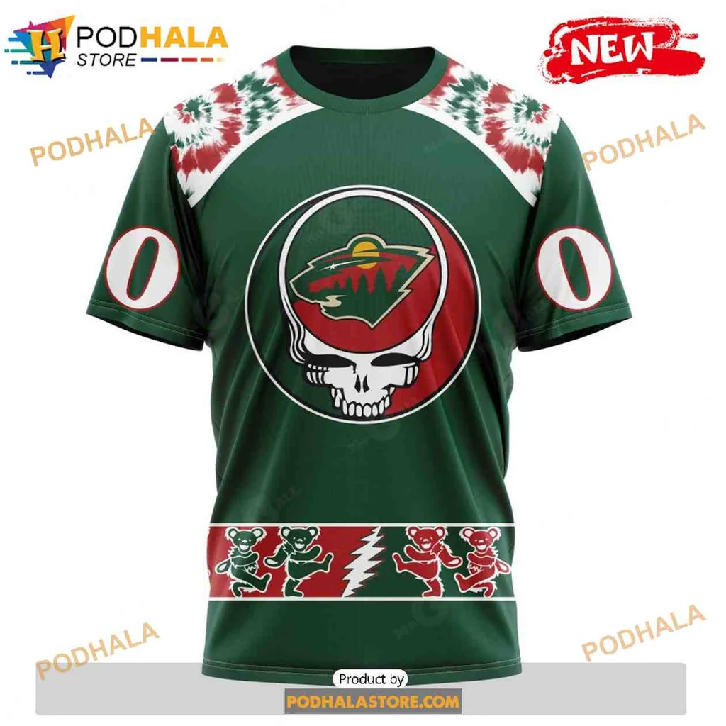 Vibrant Grateful Dead Minnesota Wild AOP Hoodie With Colorful Skull Design Vibrant Grateful Dead Minnesota Wild AOP Hoodie With Colorful Skull Design