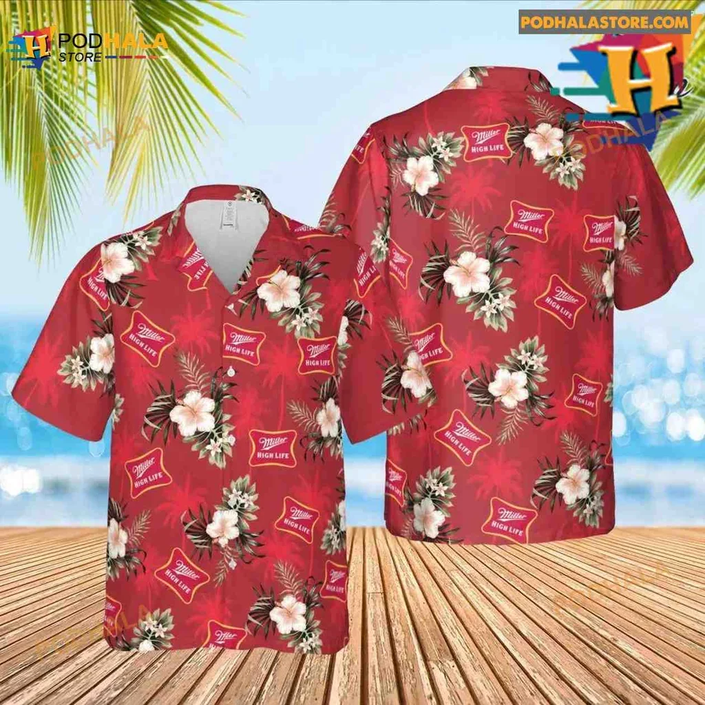 Vibrant Hibiscus Floral Hawaiian Shirt With Tropical Red Background