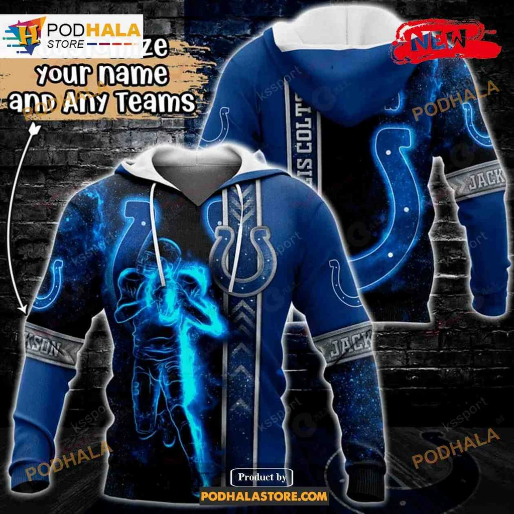 Vibrant Indianapolis Colts 3d Hoodie Featuring Dynamic Football Player Design Vibrant Indianapolis Colts 3d Hoodie Featuring Dynamic Football Player Design