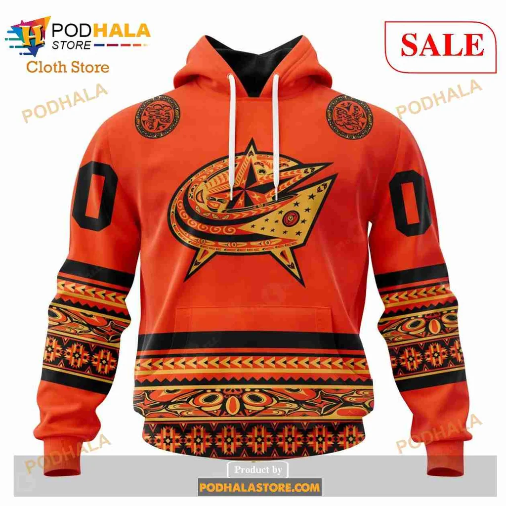 Vibrant Indigenous Columbus Blue Jackets 3d Hoodie With Star Design