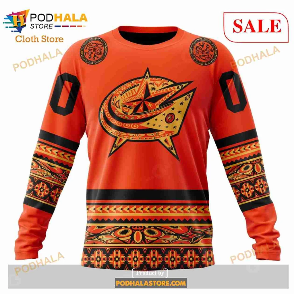 Vibrant Indigenous Columbus Blue Jackets 3D Print Hoodie With Star Design Vibrant Indigenous Columbus Blue Jackets 3D Print Hoodie With Star Design